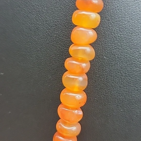 730 Cts Natural Orange Carnelian Round Rondelle Beads Gemstone Beaded Necklace - Picture 6 of 9
